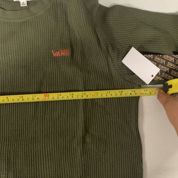 VANS WOMEN’S Size VN0A4SCAKCZ LORRAINE LONG SLEEVE THERMAL TOP LOGO Green Cotton - Picture 3 of 11